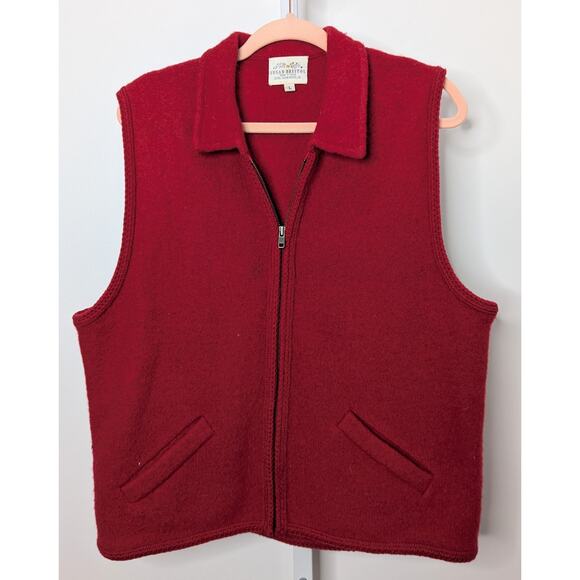 Vintage Red Wool Zip-Up Vest - Picture 1 of 6